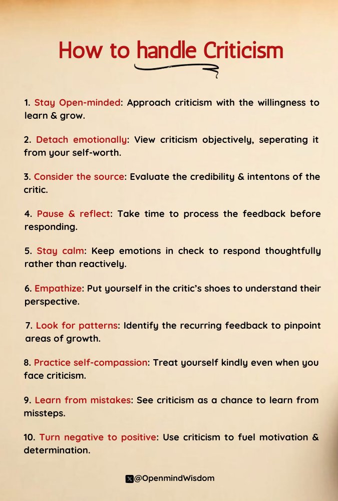 How to handle Criticism: