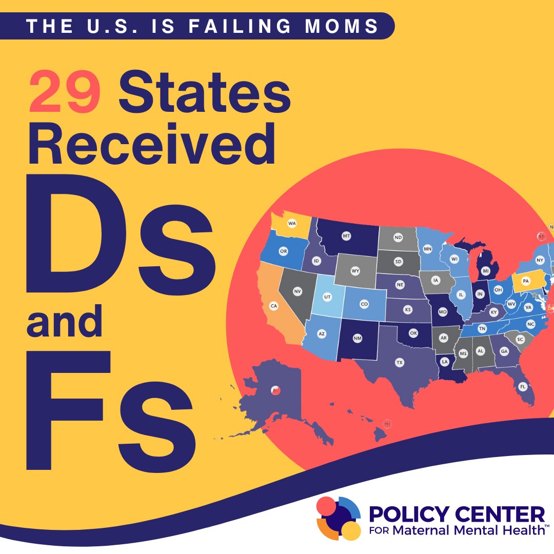 Yesterday the Policy Center released the 2024 MMH State Report Cards. 34 states' scores improved, with four states vs one now earning B grades and five states vs 15 earning Fs. #maternalmentalhealth #mmhmonth Check out your states grade at policycentermmh.org/state-report-c…