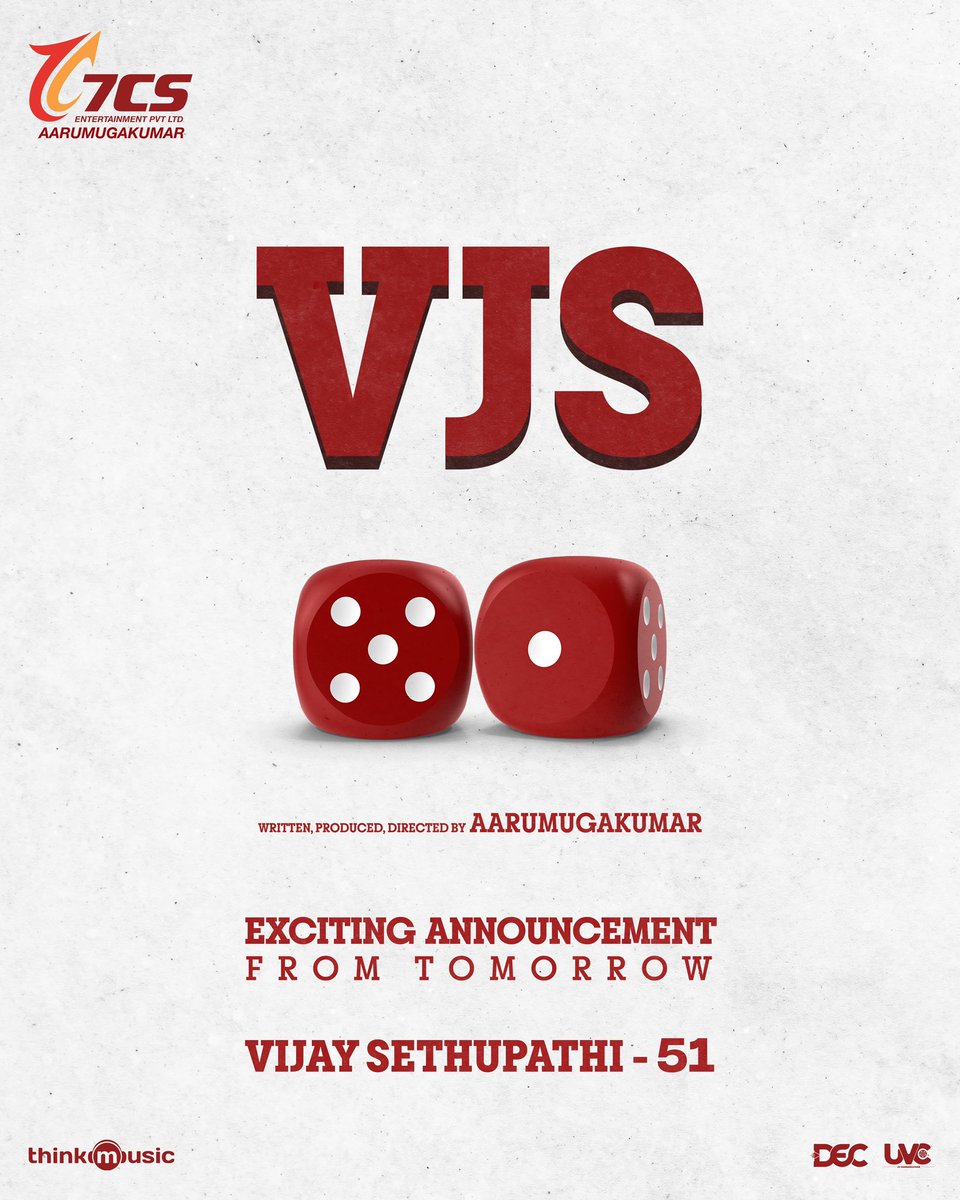 VijaySethuOffl's tweet photo. Let’s Begin🔥
#VJS51
#VijaySethupathi51 
Updates Loading ▶️▶️▶️

 #MakkalSelvan 

#Vijaysethupathi @7CsPvtPte @Aaru_Dir @justin_tunes @rukminitweets @iYogiBabu #BablooPrithiveeraj #KaranBRawat #Avinashbs @R_Govindaraj @rajNKPK @DivyaPillaioffl @Denes_Astro @yogeshdir @thinkmusicindia @proyuvraaj @sathishoffl @decoffl