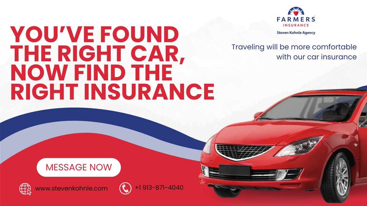 FarmersAgencyKC's tweet image. Don’t just find the perfect car, find the perfect insurance with Steven Kohnle Agency. Your peace of mind starts here.  Call us for a FREE insurance review.  You don’t know what you don’t know.

913-871-4040

#stevenkohnleinsurance #insurewithconfidence #coveragethatcounts