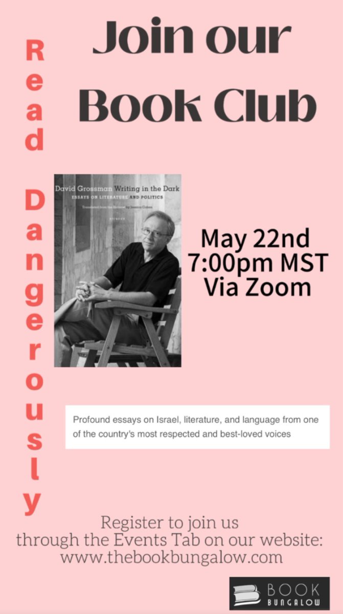 Our Read Dangerously Book Club is meeting next week to talk about WRITING IN THE DARK by DAvid Grossman! If you’ve read it, you should join us! Register here: us02web.zoom.us/meeting/regist… @picadorbooks #booktwitter #tbr #whattoread #shopindie #shopsmall #shoplocal