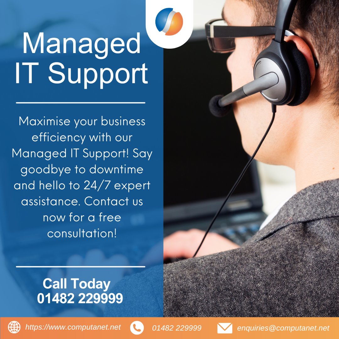 ComputanetMSP's tweet image. Here at Computanet we offer Managed IT Support this means we monitor, report, improve, maintain and much more! Want to know how this will benefit your business, IT and improve your productivity - Talk to us today on 01482 229 999  #Computanet #ITsupport #ManagedIT #Technology