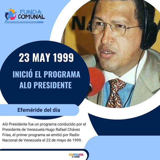 #Efémeride|| 'Aló Presidente' fue un programa conducido por el Comandante Chávez, que se emitió por Radio Nacional de Venezuela y que nace como una ventana comunicacional para tener contacto directo con el pueblo venezolano @NicolasMaduro @CarreroCe @hvargas1979 @eulaliatabares
