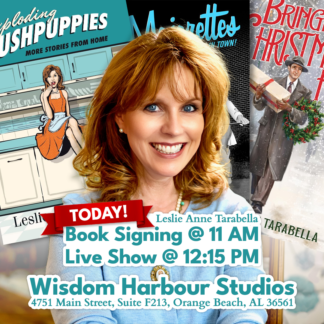 Hey friends! Come join Leslie Anne Tarabella and me TODAY at Wisdom Harbour Studios, located at The Wharf in Orange Beach! Book signing at 11AM, Blue Plate LIVE at 12:15PM.