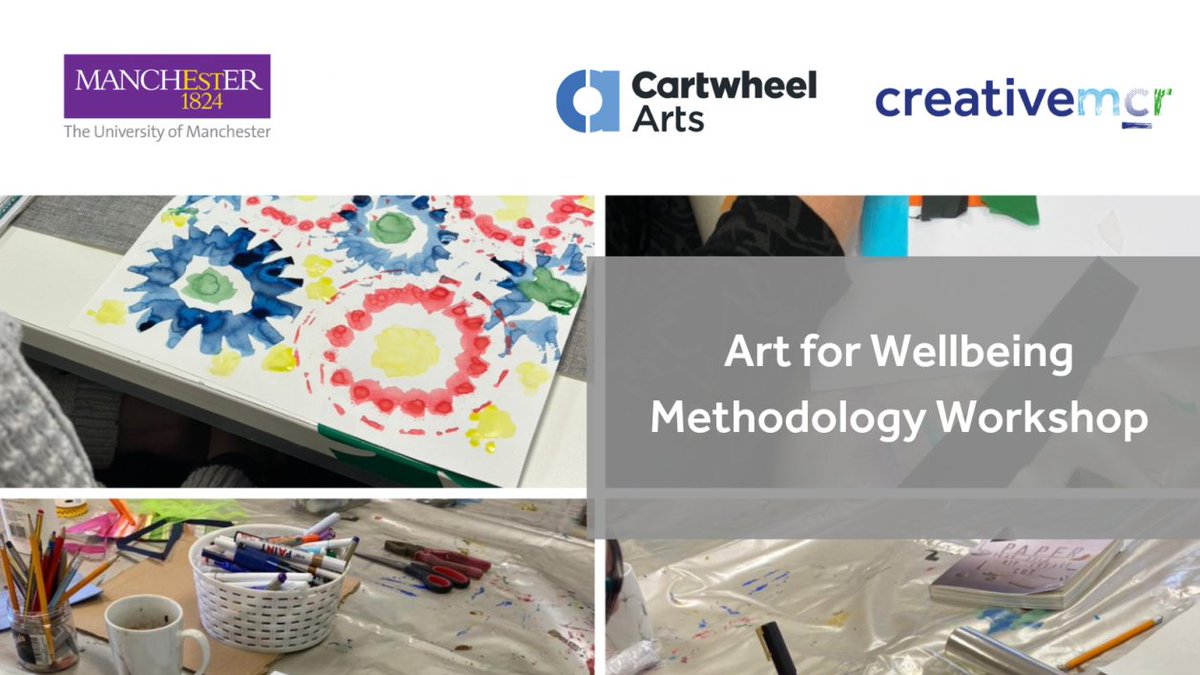 In three weeks, join us for a methodology workshop exploring the power of Art for Wellbeing 🎨 Engage in creative activities and discussions about health equity and wellbeing Presented w/ @CartwheelArts 🌟 📅6 June🕑10-1pm🎟️FREE 📍 @contactmcr 👉 Book: bit.ly/4bhQWyO