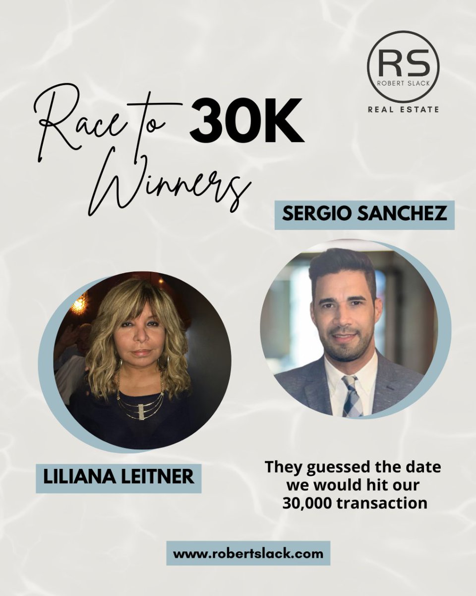RobertSlackRE's tweet photo. Congratulations to Ivey who completed our 30K transaction ✨ And a big shoutout to Liliana and Sergio for guessing the date we’d hit this milestone! 👏 Thank you to everyone for your dedication! 🙌❤️

#realestate #realtorlife #joinourteam #robertslackllc #robertslackrealestate https://t.co/XNFaC5Bv22