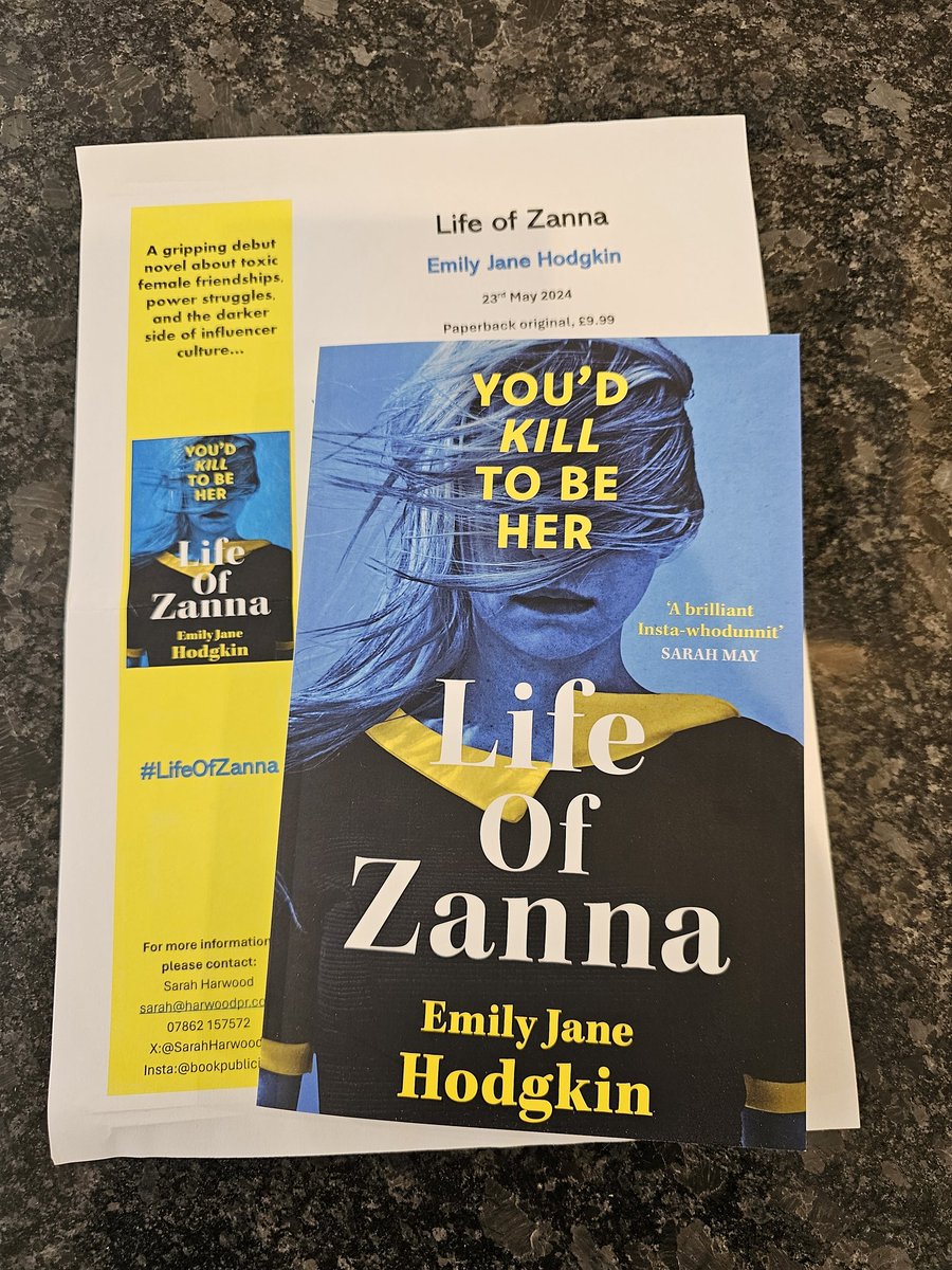 Thank you @SarahHarwood_ @wnbooks for my proof copy of #LifeofZanna by Emily Jane Hodgkin Published on 23rd May 'The Insta-whodunit that’s more addictive than your feed!' #bookbloggers #bookX #bookTwitter