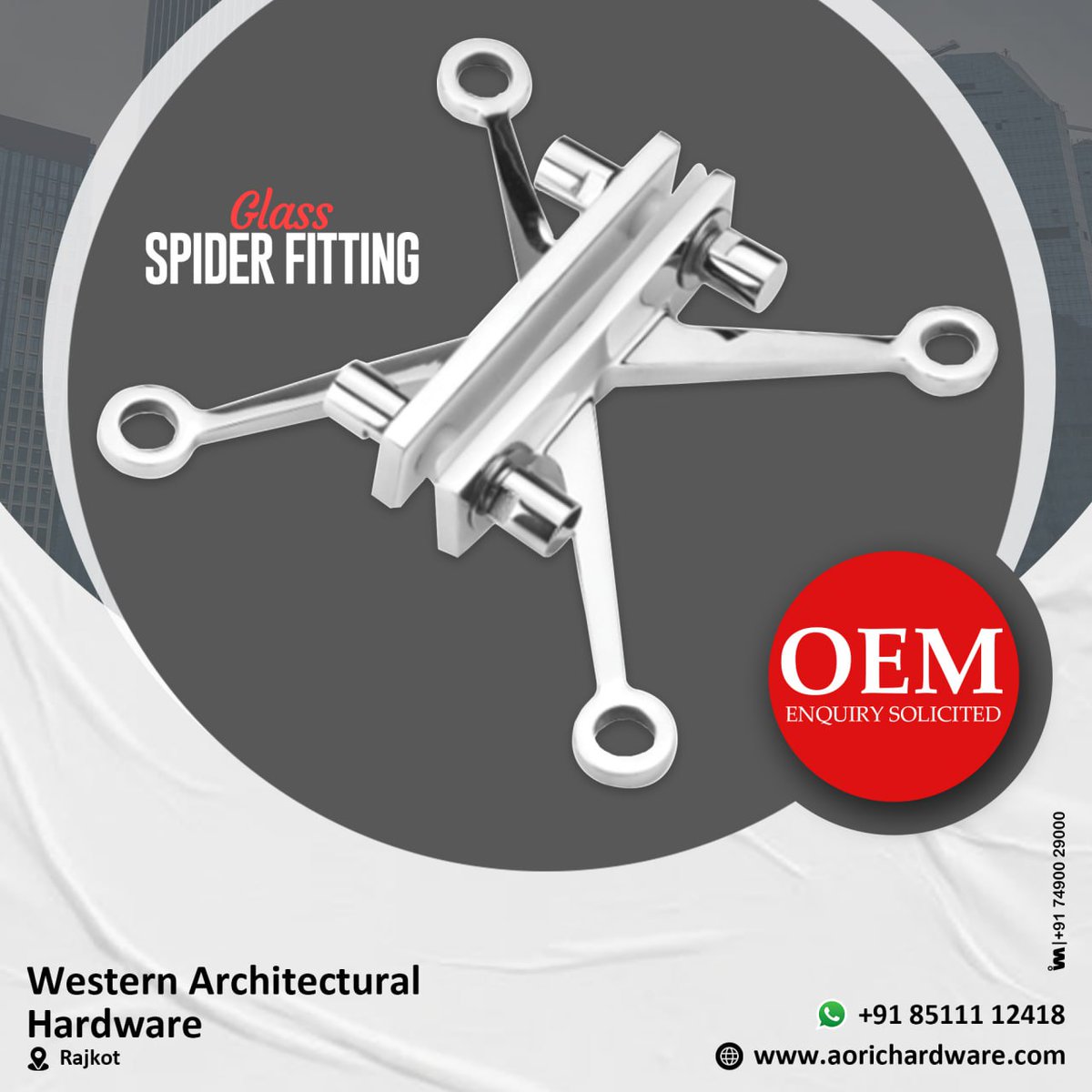 ibais_hardware's tweet photo. OEM Enquiries Solicited
WESTERN ARCHITECTURAL HARDWARE (RAJKOT)
For enquiry via WhatsApp click:
https://t.co/LdLA3qxQja
Mr. Yagnesh Bhanderi - 85111 12418
#SpiderFitting #GlassShowerHinges #GlassDoorHandle #FloorSpring
.
@ibais_hardware https://t.co/6GClaKdsmQ