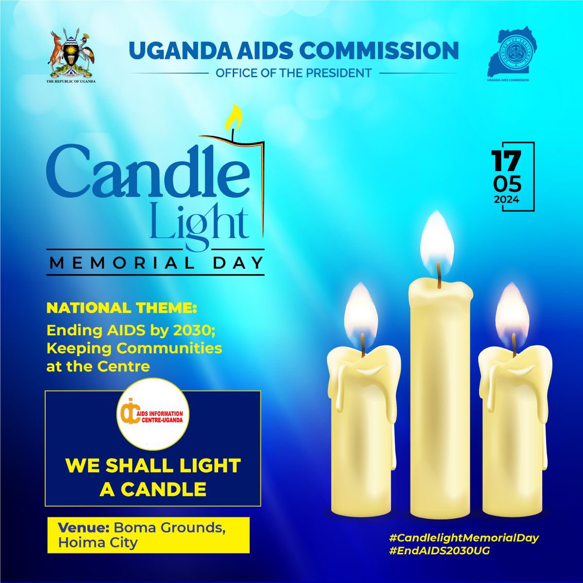 Will you light a candle with us tomorrow? #LightACandle 🕯️ #CandlelightMemorialDay #EndAIDS2030Ug