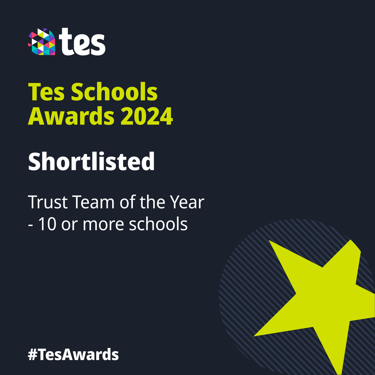 We're honoured to have been shortlisted for 'Trust Team of the Year - 10 or more schools' #TesAwards

Our nomination represented the vast array of teamwork that takes place across all schools within our family. 

This recognition is a celebration of all of us!

@Tesforteachers