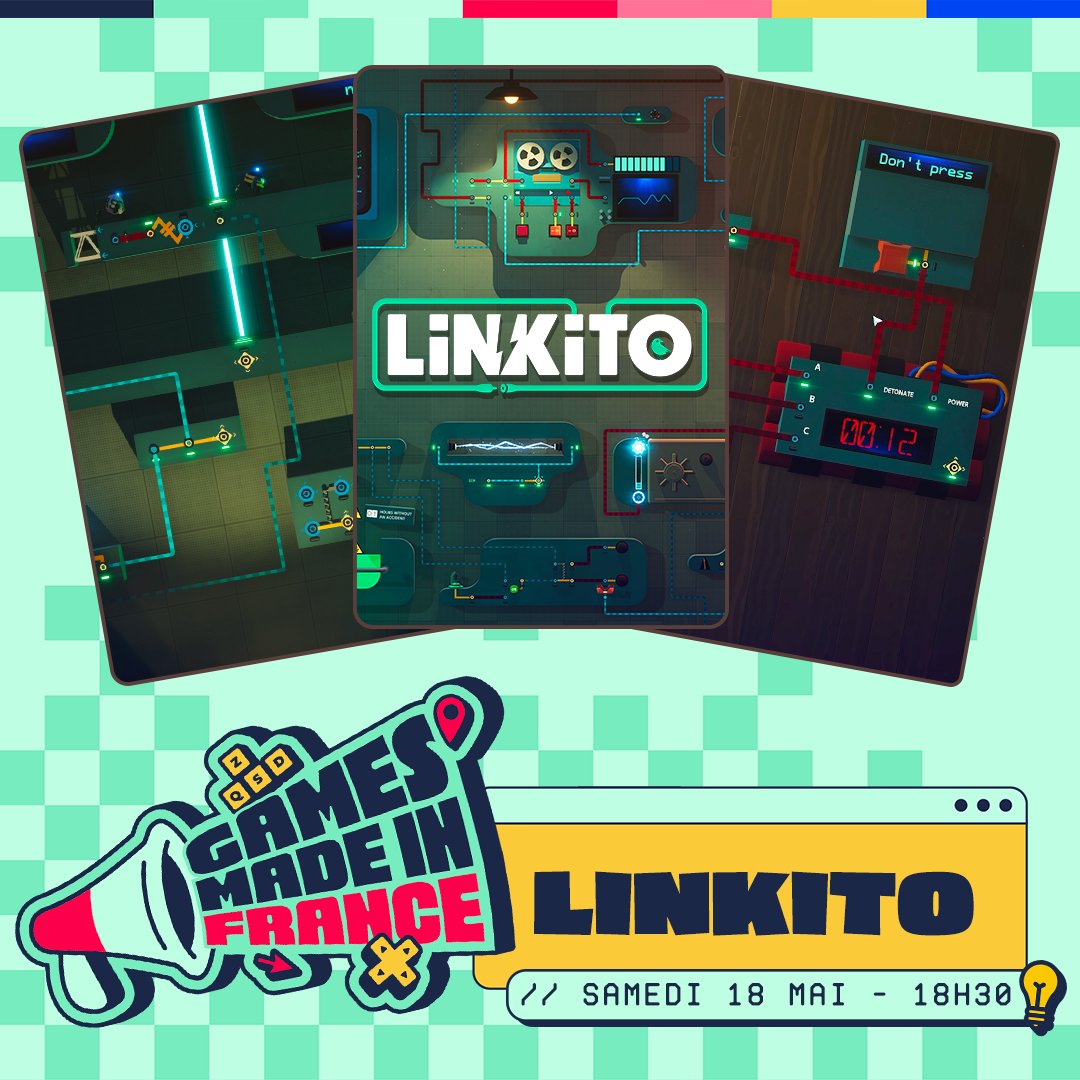 🟣 #Linkito est à @JeuxMadeInFR! Rendez-vous pour une présentation du jeu : - Samedi à 18h30 ! - Avec @KalinarmDev, @mistermv et @lydia__am ! Rendez-vous sur #Twitch pour découvrir le jeu ensemble ! twitch.tv/mistermv #GMIF24 #Indiegame