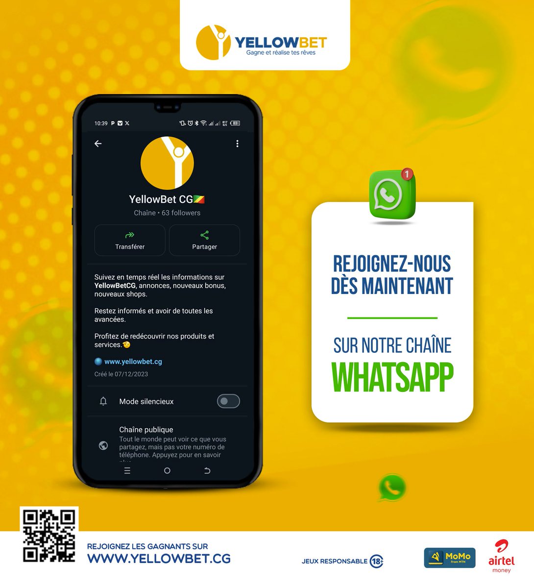 😁😁😁 Rejoignez #Yellowbet_Congo sur WhatsApp et ne manquez aucune info sur nos bonus exclusifs et nos dernières promotions ! 📲 Cliquez sur le lien 👉 buff.ly/3RcLXqk pour rejoindre Yellowbet Congo sur WhatsApp 🥳 #YellowBetCG #NeManquezPas #WhatsApp