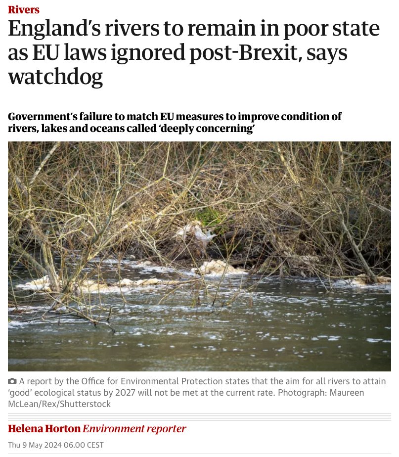 Before UK 'joined Europe' in 70s, it was known for its dirty beaches While in the EU (mostly following EU norms) it wasn't much of an issue Since Brexit, sewage problems and dirty water seem to be daily headlines now, unlike in any EU country ↙️ Some are joining the dots ↘️