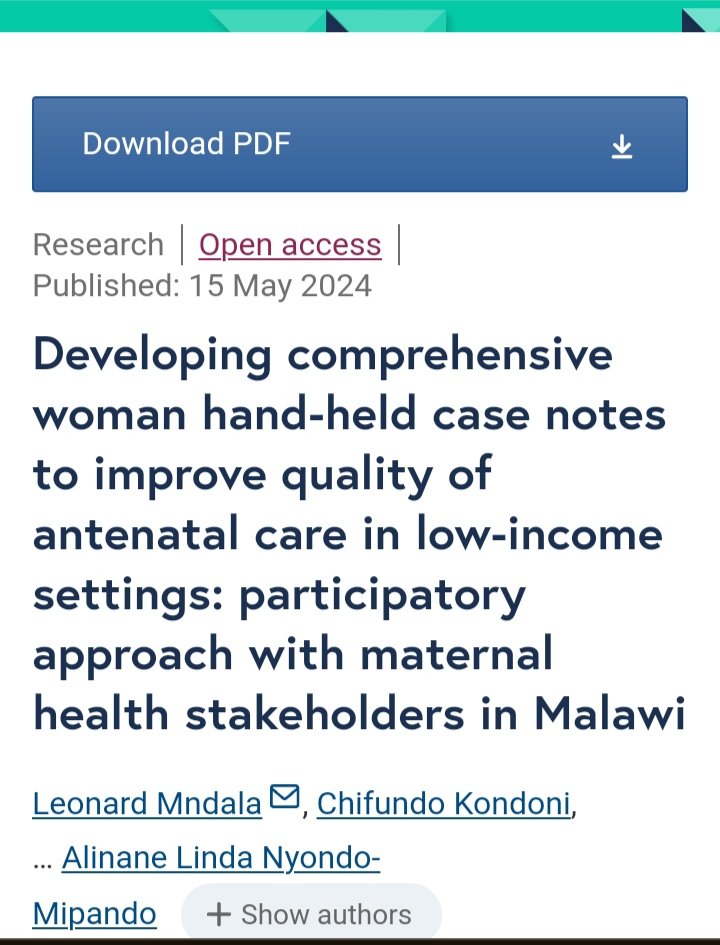 Hot off the press! Happy to share our recent paper. Our antenatal care tools should reflect the quality care we want for our pregnant women! Co-creation in play...

rdcu.be/dH4LY

<a href="/Maternal_MLW/">Maternal and Fetal Health MLW</a> <a href="/MEIRU_MALAWI/">MEIRU MALAWI</a> <a href="/MLW_Programme/">Malawi Liverpool Wellcome Programme</a>