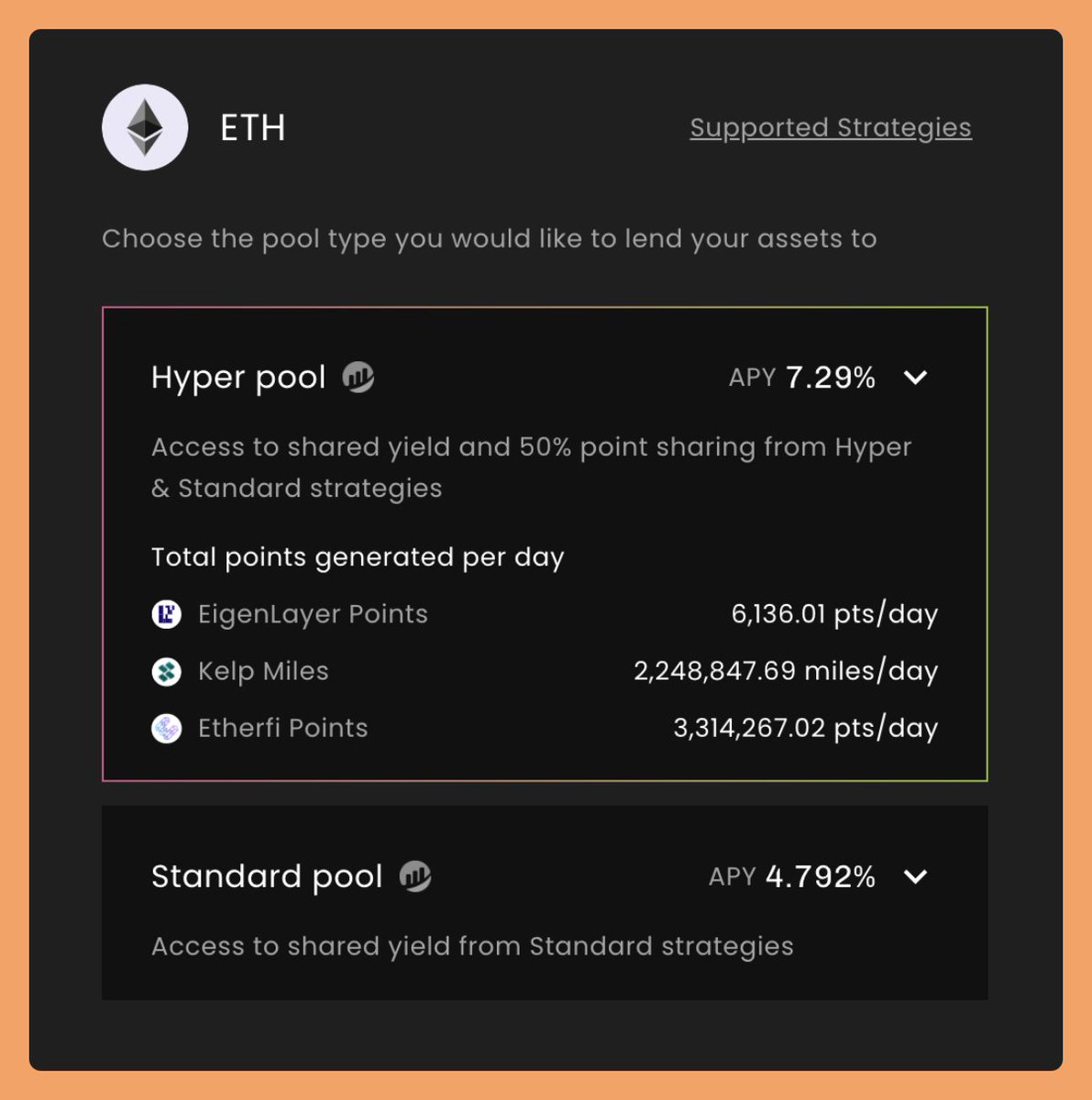 Lenders of the $ETH Hyper-Lending Pool are earning a 50% share of LRT Points and EigenLayer Points from Leveragoors. Lend $ETH to join the LRT ride and earn passively on Stella. Check out the total LRT points generated daily below 👀👇