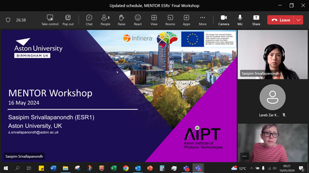 Kicking off right now:⚡️Project MENTOR's Final Workshop with #machinelearning researchers presenting conclusions from this 4-year #MSCA European Industrial Doctorate before the Consortium.
<a href="/SantAnnaPisa/">SantAnnaPisa</a> <a href="/la_UPC/">Universitat Politècnica de Catalunya (UPC)</a> <a href="/DarkoZibar14/">Darko Zibar</a>  Project MENTOR is coordinated by <a href="/AstonPhotonics/">Aston Institute of Photonic Technologies</a> #phd