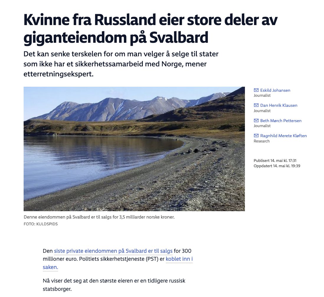 Russian woman owns the giant property on Svalbard.
After she became a Norwegian citizen, the woman from Russia has taken over a larger and larger part of the shares in the companies that own 'Kuldspids AS'.
Today, she is the real owner of 50.2 percent in the limited company