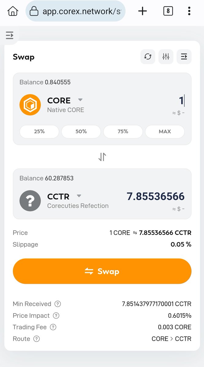 Users on @Coredao_Org can now trade $CCTR on @COREx_Official! 

Happy Trading 🎉