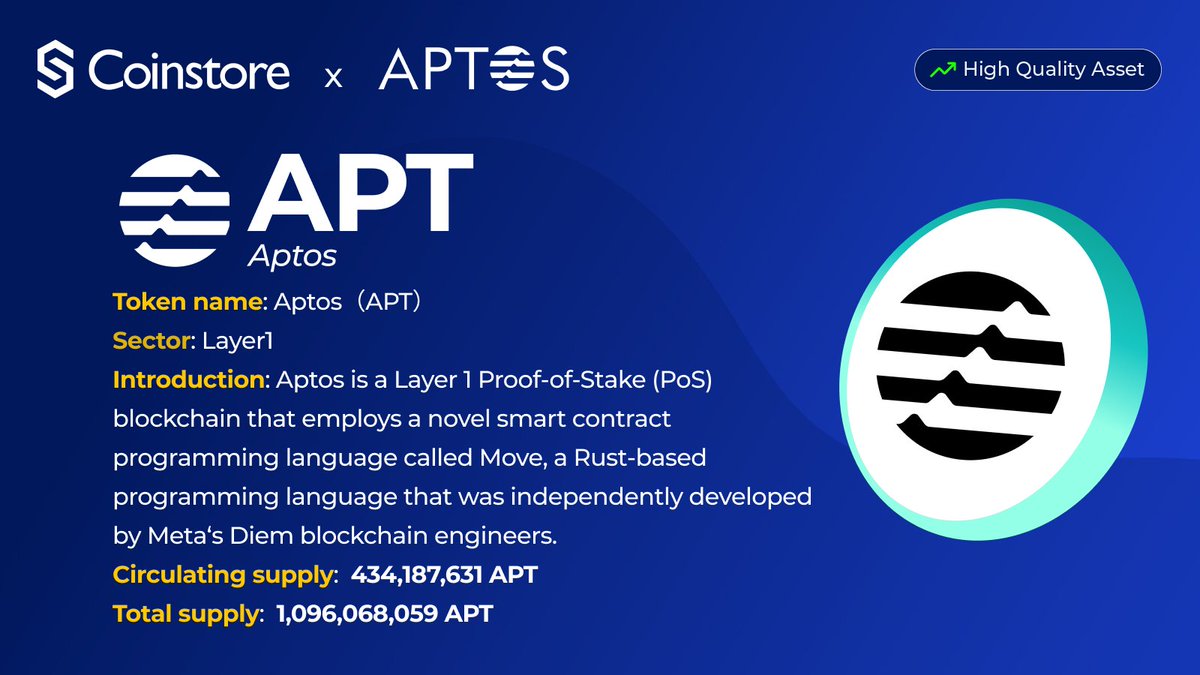 🚀 Say hello to @Aptos $APT on Coinstore! 🌟 Built by ex-Meta engineers and powered by the innovative Move language, Aptos is setting new standards in speed, security, and scalability. Ready to explore the future of blockchain? 🚀✨
