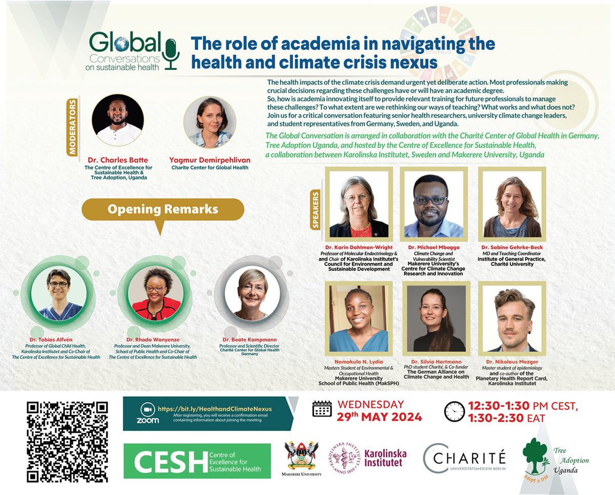 Our Executive Director @CharlesBatte will be co-moderating this informative session on the role of academia in navigating the health and climate crisis nexus on the 29th of May. Mark your calendar and gear up to be a part of the conversation. #ClimateChangeCrisis #ClimateAction