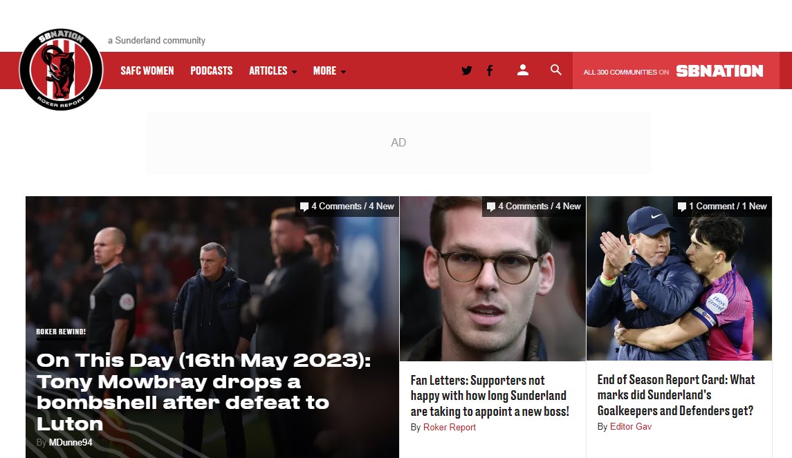 🟥 NEW TODAY ON ROKER REPORT ⬜️

📆 On This Day (2023)
📮 Fan Letters
📝 End of Season Report Card

💻 rokerreport.sbnation.com

#SAFC | #HawayTheLads