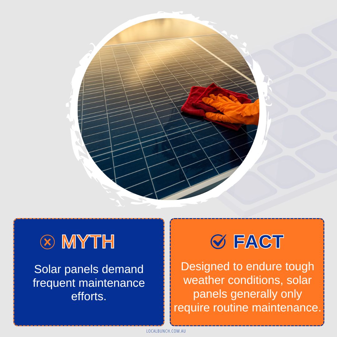 Local_Bunch's tweet photo. 🧽🪣 Myth: Solar panels need extensive maintenance. Fact: Solar panels only need regular upkeep and are built to withstand tough weather conditions. #SolarEnergy #RenewableEnergy #MythBusted

🔗 https://t.co/f3migsvIxe https://t.co/c3aLbHBdvn