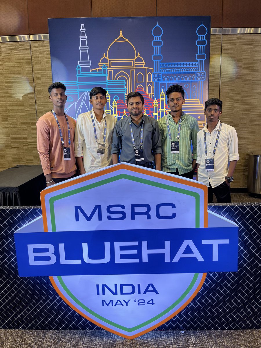 Meet MSRC Bughunters 🐞 #BlueHatIndia <a href="/_anonysm/">Muthu D</a> <a href="/whitehat03/">cyber_catz</a> 

<a href="/MSFTBlueHat/">Microsoft BlueHat</a>