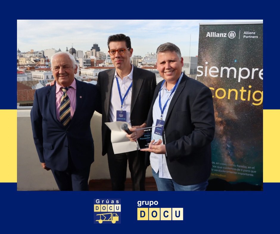 Grupo Docu (@grupodocu) on Twitter photo ¡Estamos de celebración! #GrúasDOCU ha sido galardonada con el premio a mejor proveedor de <a href="/Allianz_es/">Allianz España</a> de 2023
Un galardón más que merecido para todo el equipo humano que conforman #GrúasDOCU
Es un empuje para seguir apostando por esta profesión tan necesaria y sacrificada ¡Estamos de celebración! #GrúasDOCU ha sido galardonada con el premio a mejor proveedor de <a href="/Allianz_es/">Allianz España</a> de 2023
Un galardón más que merecido para todo el equipo humano que conforman #GrúasDOCU
Es un empuje para seguir apostando por esta profesión tan necesaria y sacrificada