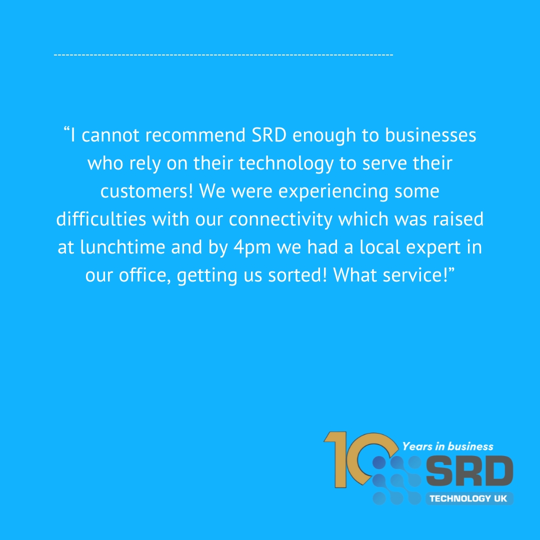 A recent testimonial from Elite Staffing Solutions. We are pleased that we were able to resolve their connectivity issues within a few hours! If you're looking for a new managed service provider, call today at 0330 0244 590 or email solutions@srdtechnologyuk.com. 
#clientreview