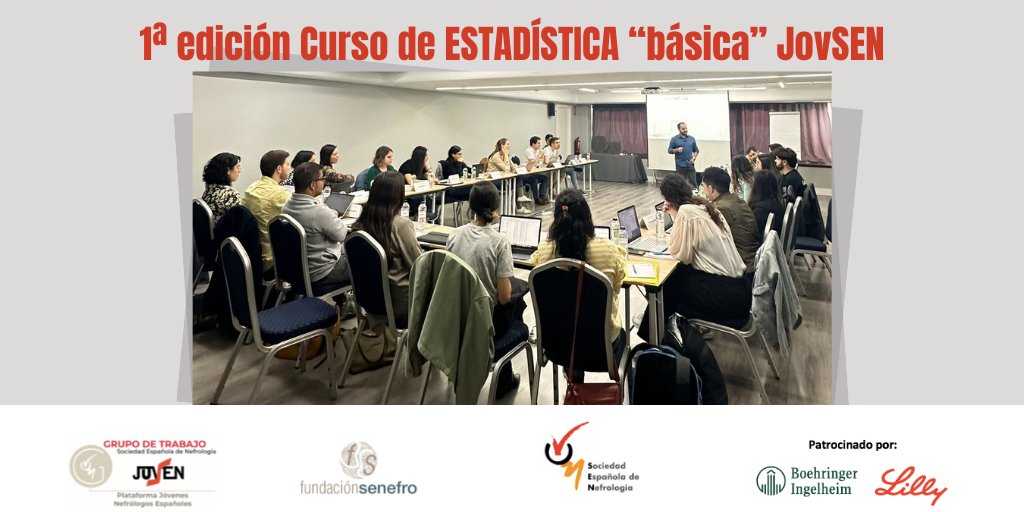 Tras la formación online previa, hoy los alumnos de la 1º ed. del Curso de Estadística básica @senjoven se reúnen para ampliar y compartir conocimientos. Gracias @DrJoaquinMateu de @UniversidadVIU por unirte a este proyecto @tino092 @DrMontomoli Programa senefro.org/contents/webst…