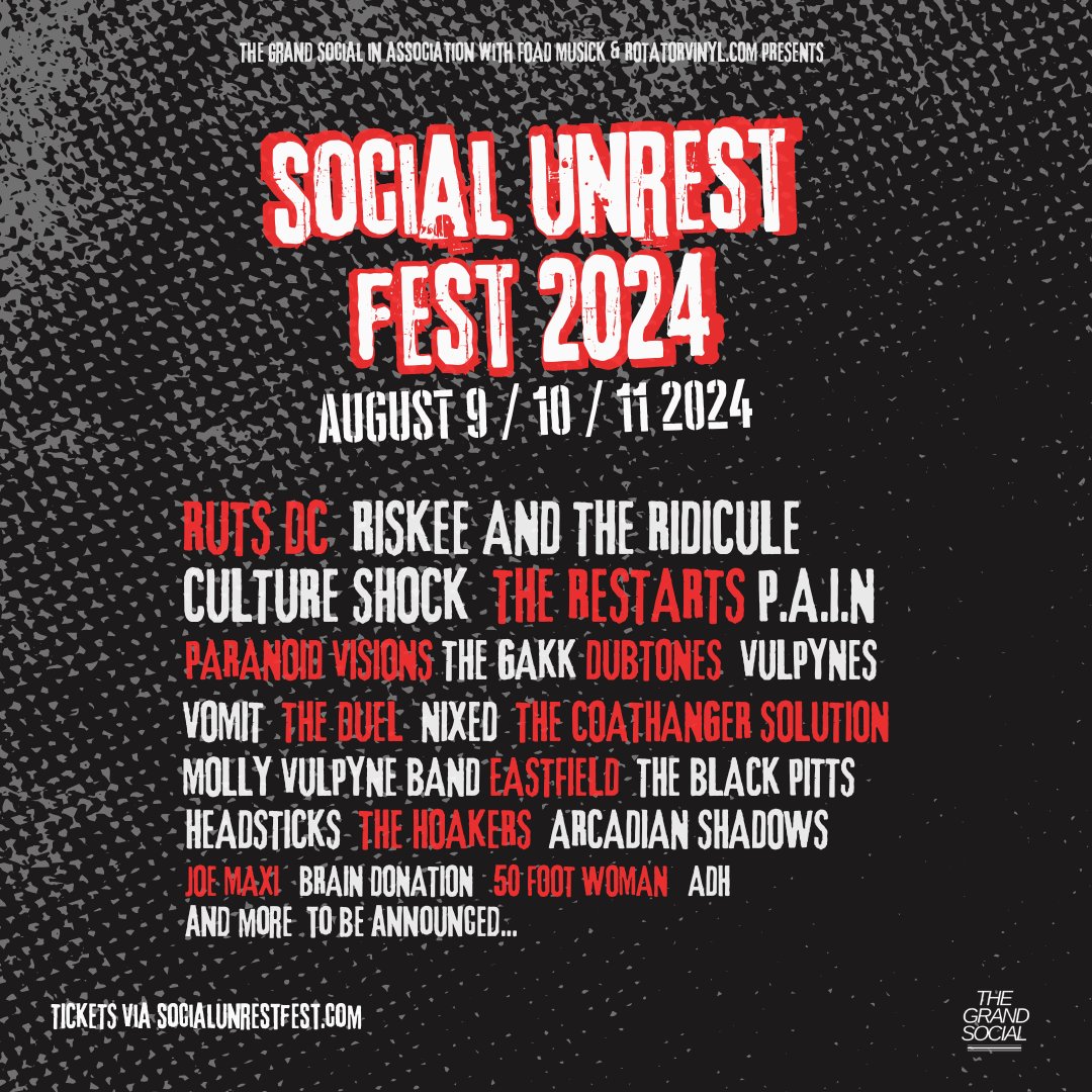 NEWS. @therutsdc to headline Social Unrest Festival in @TGSDublin in August. Cracking line up. Tix here: universe.com/events/social-…