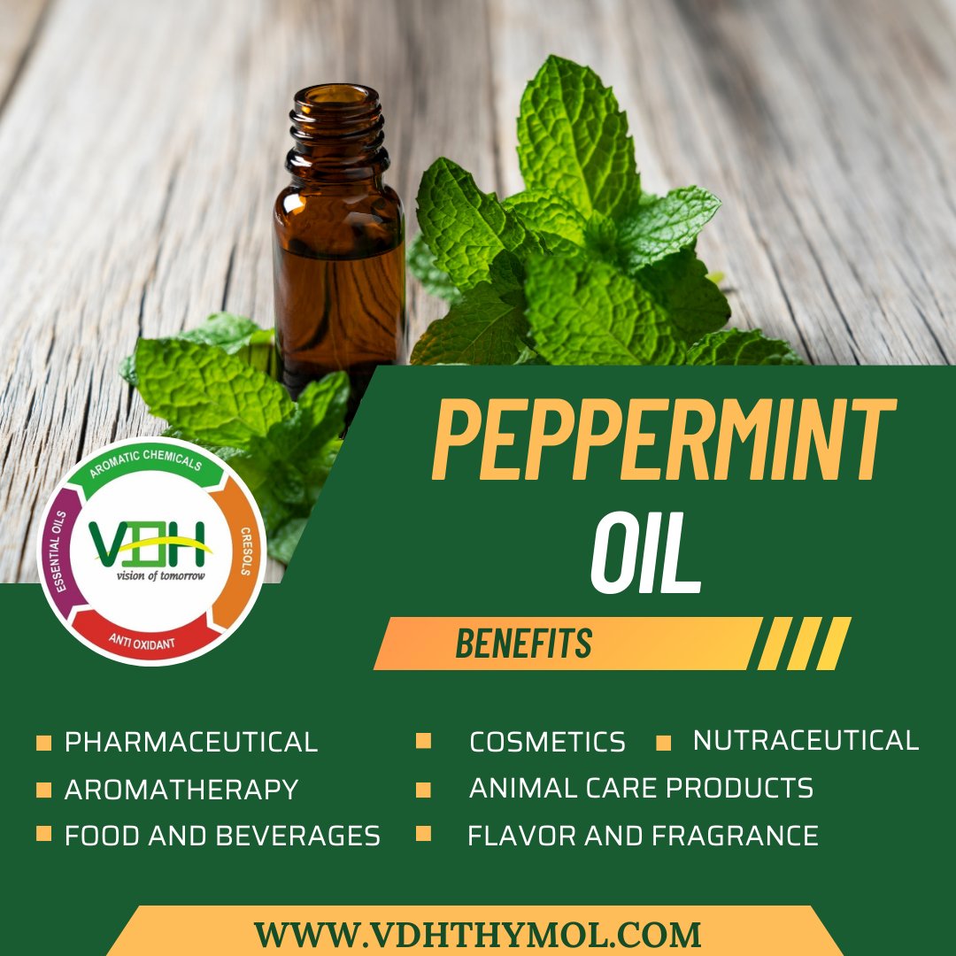 Peppermint oil is renowned for its numerous health benefits, including soothing digestive discomfort, alleviating headaches, and promoting mental clarity. 

#PeppermintOil #Pharma #Cosmetic #Food #Industry #Aromatherapy #manufacturer #India #Supplier #natural #mint #mentha #oil
