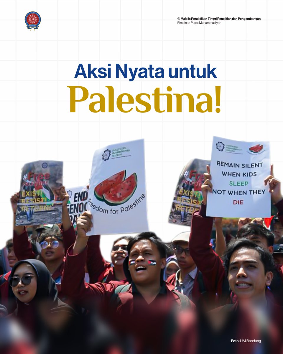 Aksi Solidaritas 172 Kampus Muhammadiyah ‘Aisyiyah Bela Palestina.

Forum Rektor Perguruan Tinggi Muhammadiyah ‘Aisyiyah (FR PTMA) mengajak seluruh PTMA untuk melaksanakan Aksi Bela Palestina di lingkungan PTMA seluruh Indonesia pada Selasa (07/05/2024).