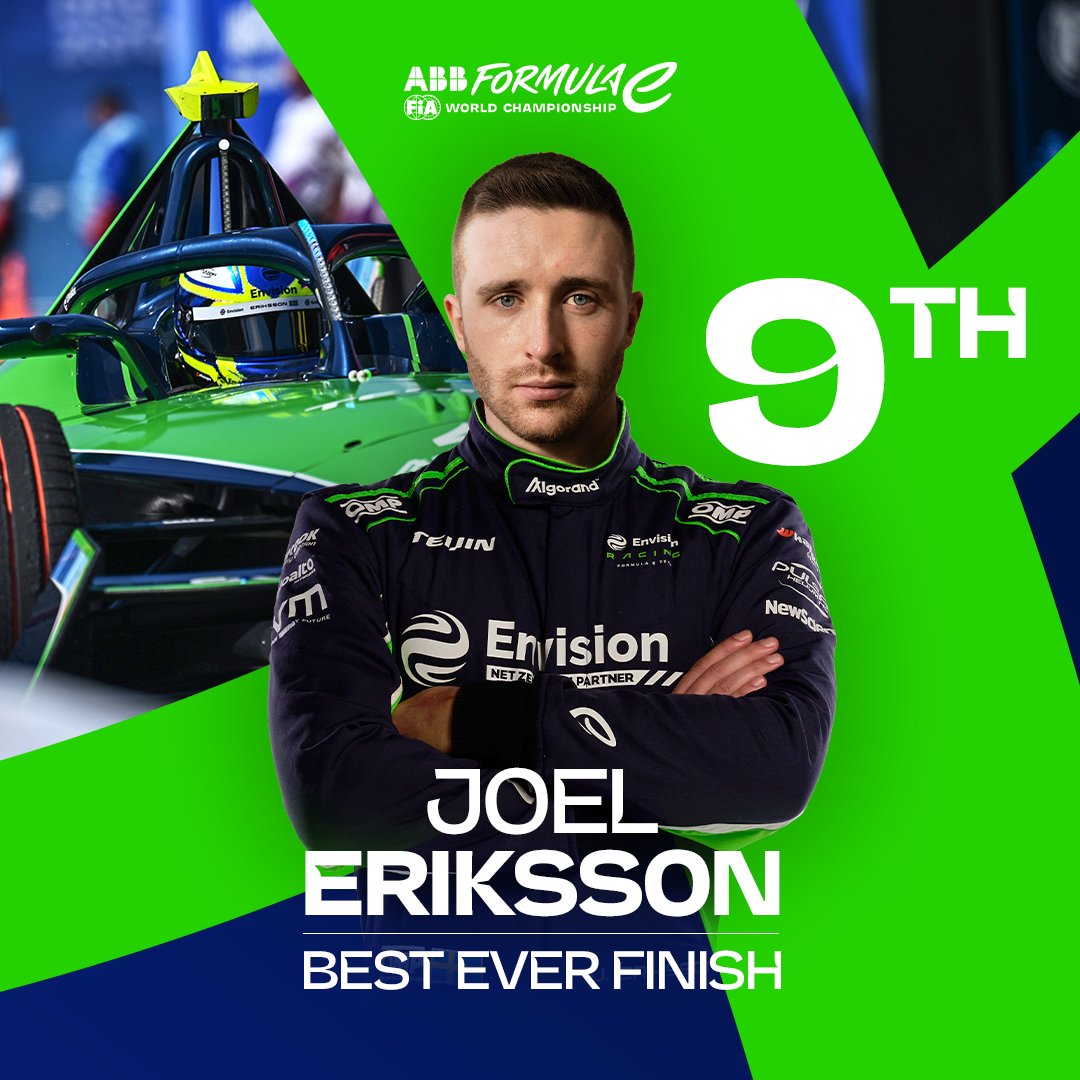 A strong showing from the @Envision_Racing super sub 💪 Joel Ericsson crossed the line P9 at the Round 10 @SUNMINIMEAL #BerlinEPrix, recording his best ever finish in Formula E!
