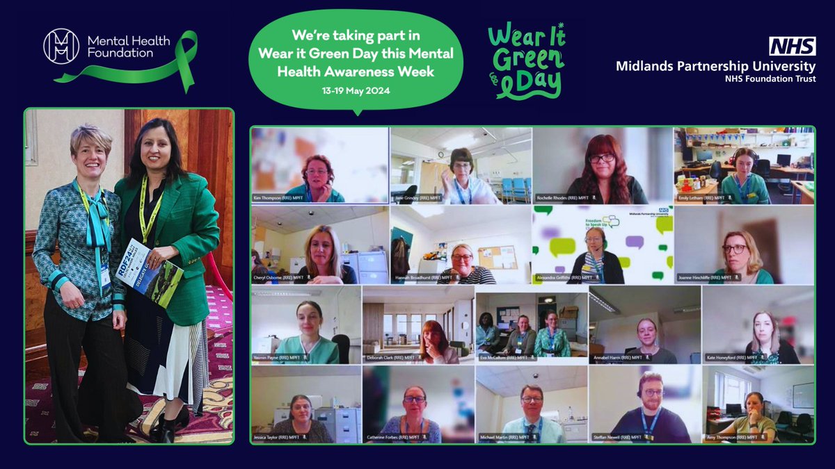 This week, the #MPFTResearch &amp; Innovation team proudly supported #MentalHealthAwarenessWeek! 

We organised a fantastic #WearItGreen themed information session &amp; fun quiz to raise awareness about mental health issues.

Plus, Angela &amp; Gulshan wore green at the #RDF24 Conference💚