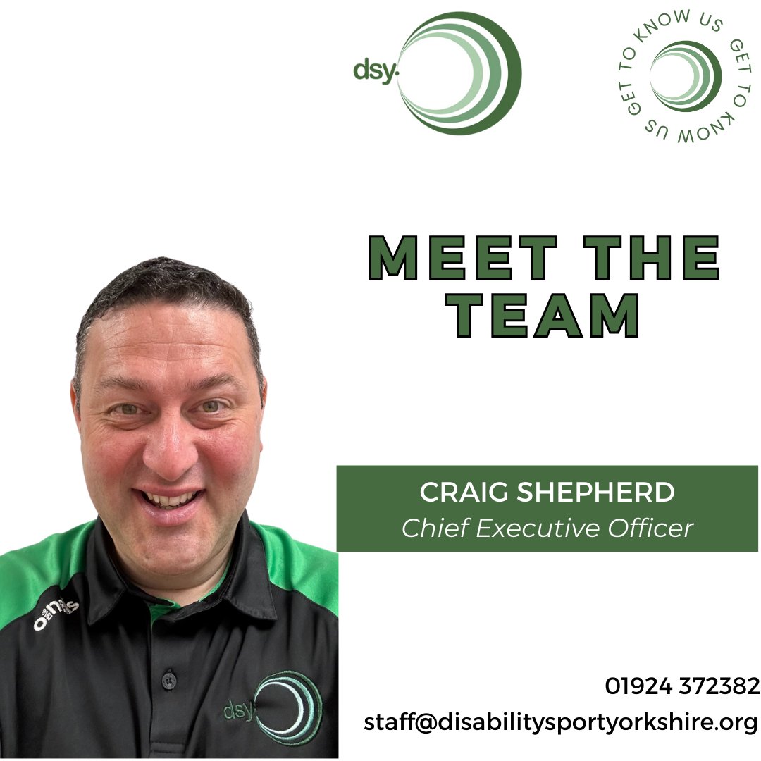 Get To Know Us ✨

Meet Craig Shepherd our CEO here at DSY

Fun Fact: I once auditioned for the TV show 'Fame Academy' and love a bit of Karaoke! 🎤

To find out why Craig works at DSY head over to our facebook

#DisabilitySportYorkshire #GetToKnowUs #MeetTheTeamMondays