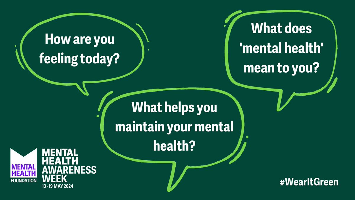 Want to start a conversation about mental health this Wear It Green Day? 💚 Talking about mental health can have many benefits. But it's not always easy to start the conversation. Try our conversation starters here: mentalhealth.org.uk/wear-it-green-… #WearItGreen
