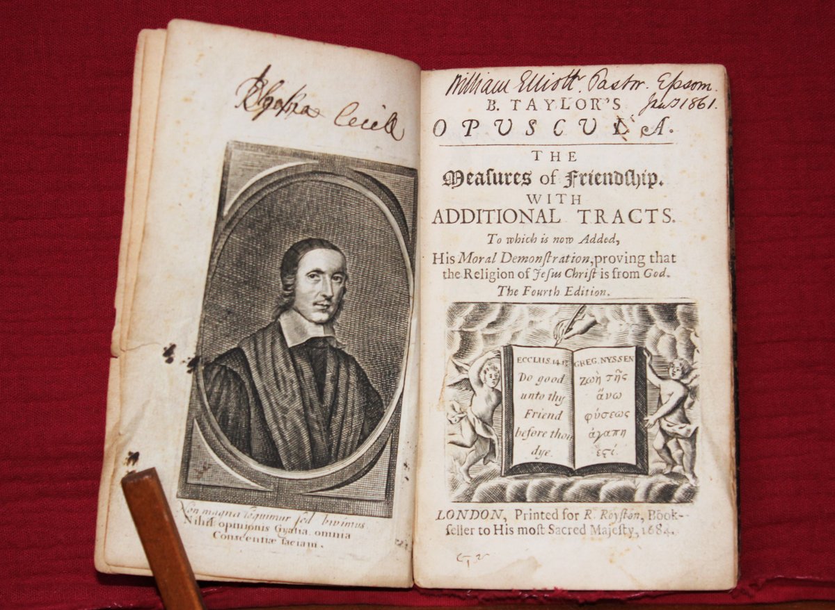 Tread_Softly_2's tweet photo. Bishop Jeremy Taylor's Opuscula: The Measures of Friendship &amp; Tracts - published in 1684.
https://t.co/MtJbgmGRhI

#theology #philosophy #spirituality #rarebooks #antiques #faith #jeremytaylor https://t.co/3xDligYTkC