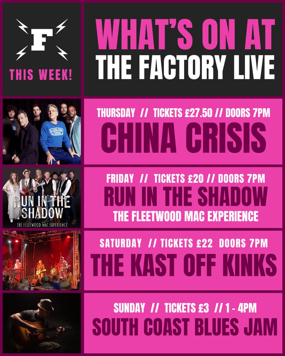 Worthing! Tonight you've got @ChinaCrisisUK China Crisis at The Factory Live @FactoryLiveUK - last few tickets available >> allgigs.co.uk/view/artist/89…