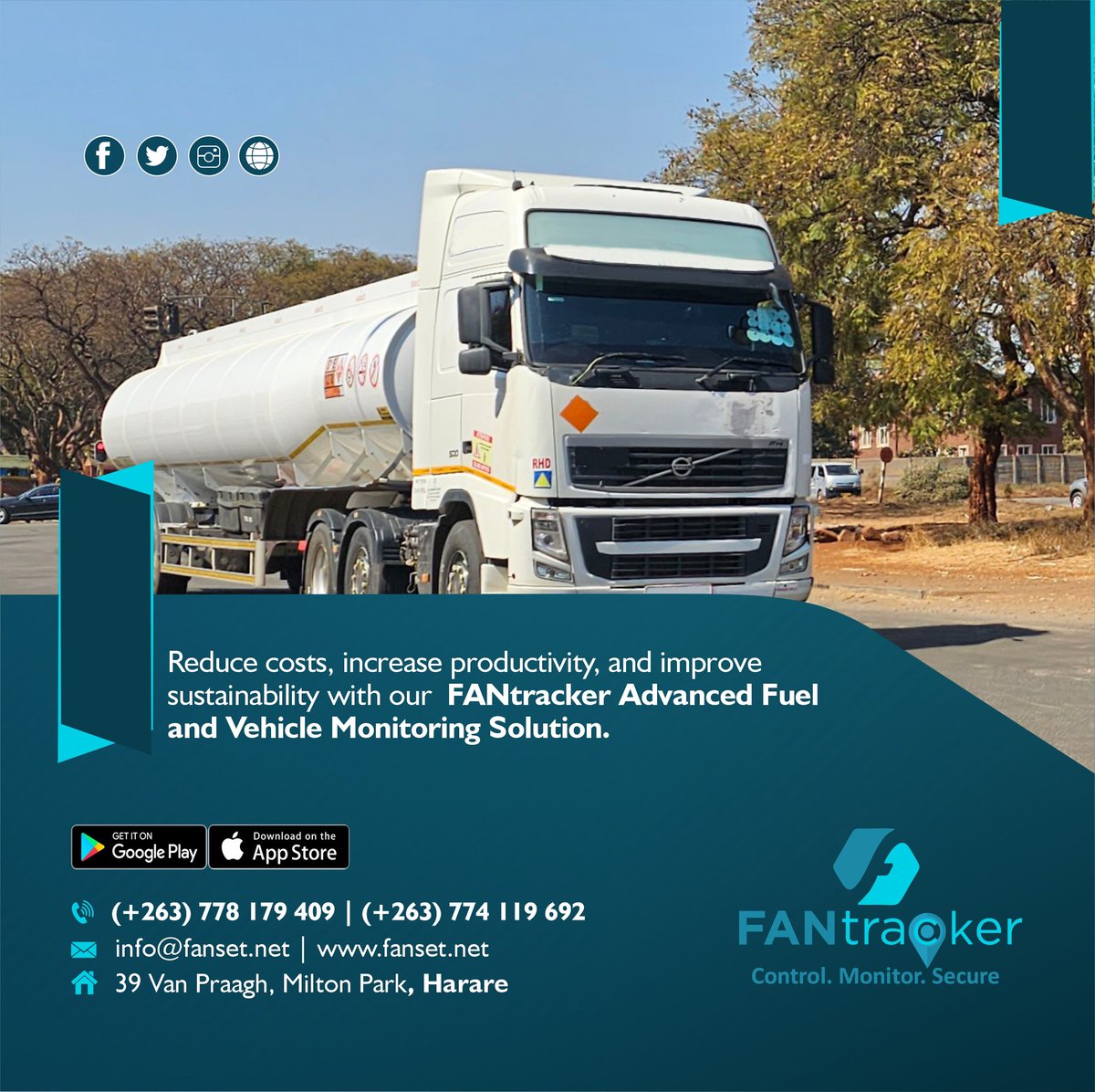 Protect your valuable fuel resources with our advanced fuel theft detection feature. FANtracker monitors fuel levels and detects any suspicious activity, providing you with immediate alerts to prevent losses and unauthorized fuel usage.
Contact : +263778179409/ 0774119692