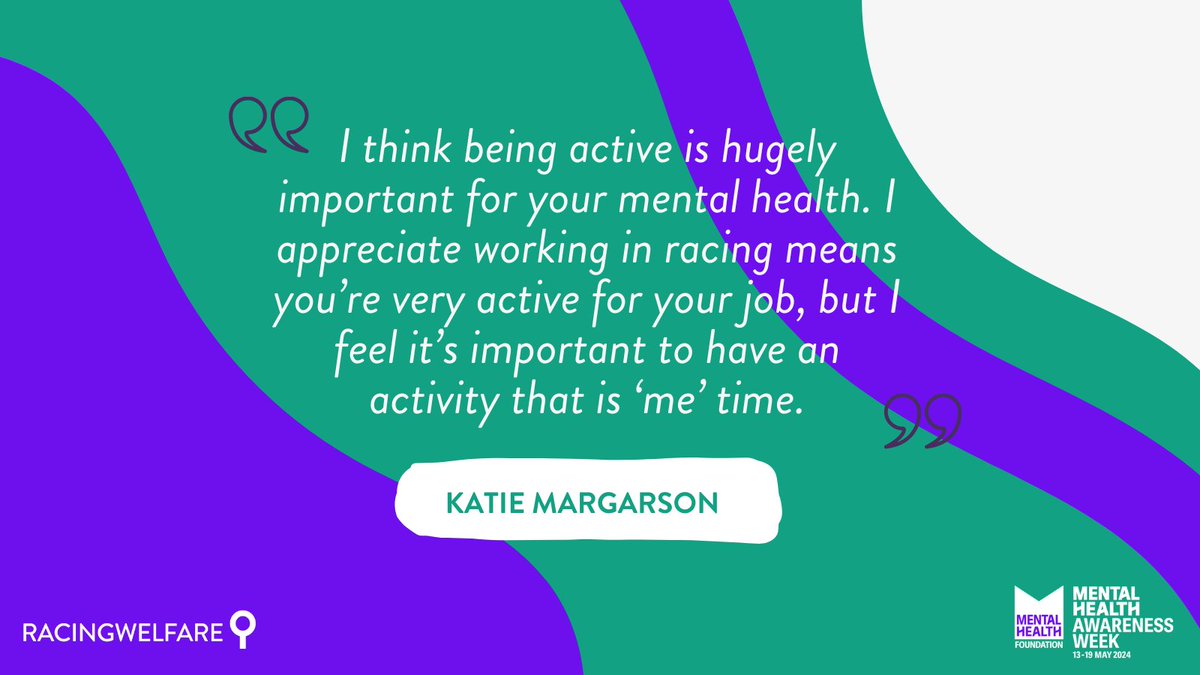 Assistant trainer Katie Margarson (@MargarsonRacing) tells us about how exercise has benefited her mental health and why she's signed up to take on the #GreatRacingWelfareCycle ➡️racingwelfare.co.uk/katies-story #MentalHealthAwarenessWeek