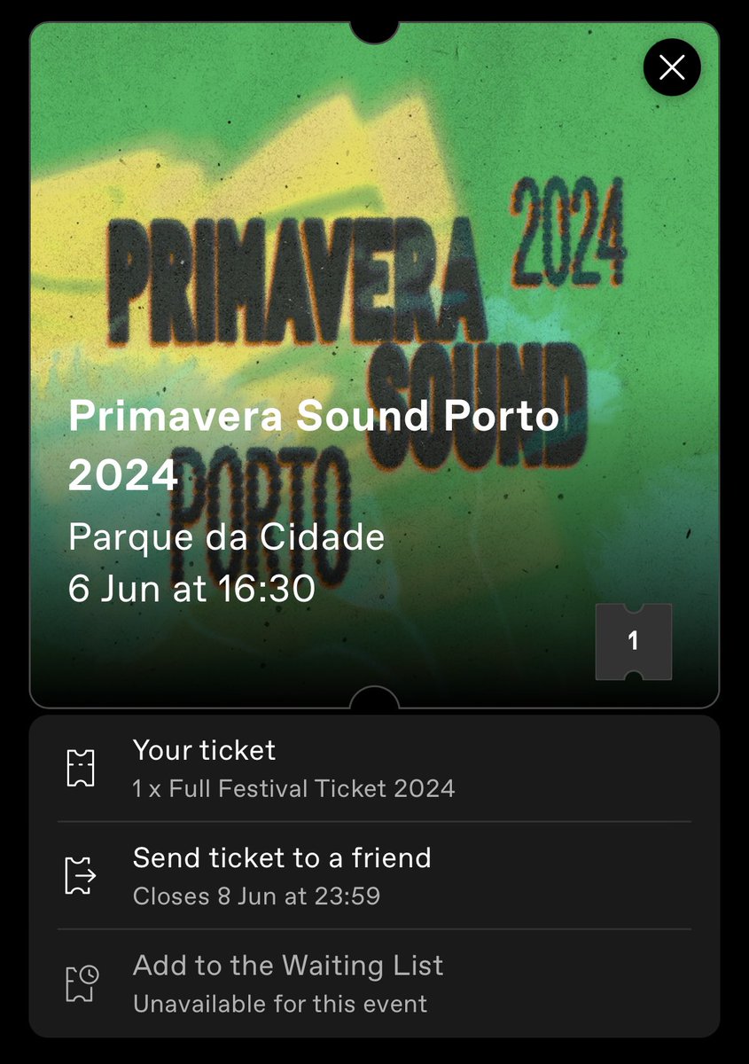 Vendo abono para o Primavera Sound Porto a prezo reducido: 150€ 

Faládeme por DM.