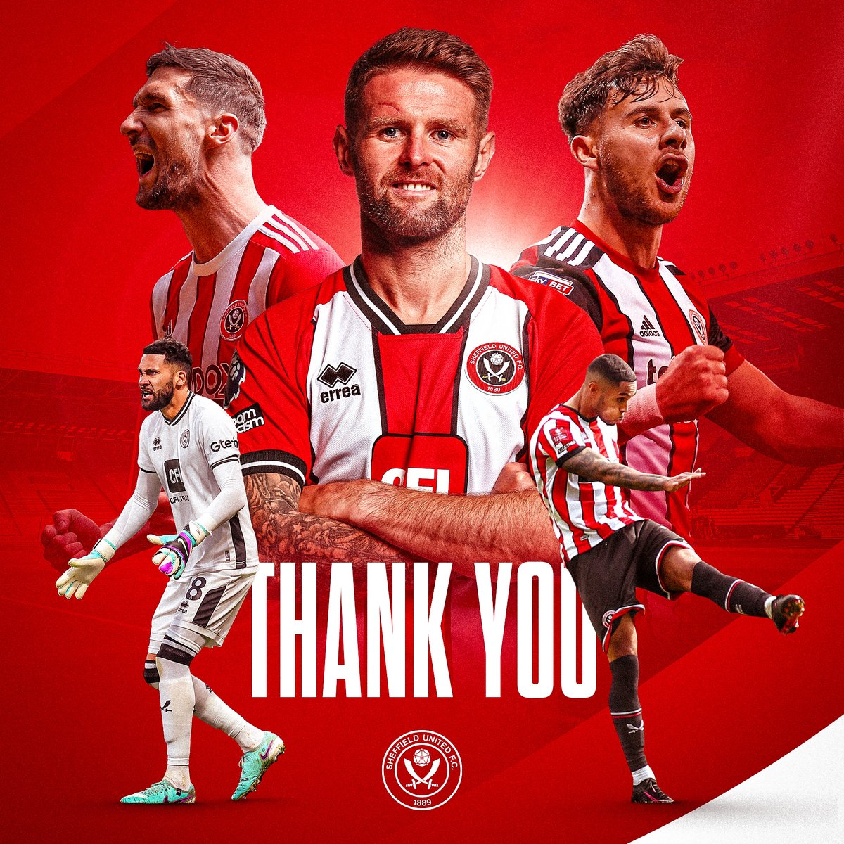 SheffieldUnited's tweet photo. #SUFC can confirm Chris Basham, George Baldock, Oliver Norwood, Wes Foderingham and Max Lowe will leave the club upon the expiry of their contracts this summer.

Special acknowledgements will be paid to the departing Bladesmen at Bramall Lane on Sunday. ❤️
