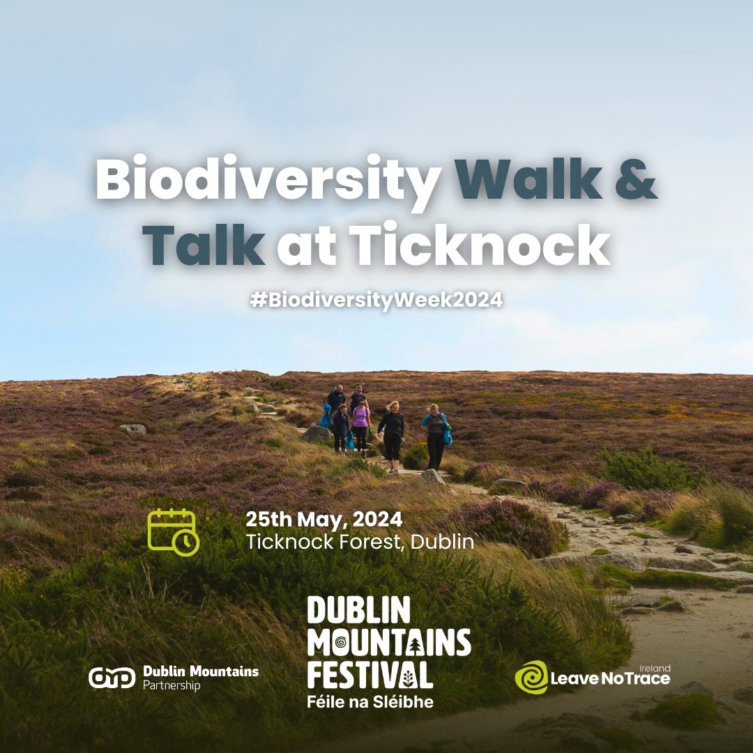 As part of this year's @Dublin Mountains Festival, join us for a Biodiversity Walk and Talk at Ticknock. Explore the rich ecosystems nestled within the Dublin Mountains while learning about the importance of biodiversity & conservation. #BiodiversityWeek2024 🌿🌄 @irishenvnet