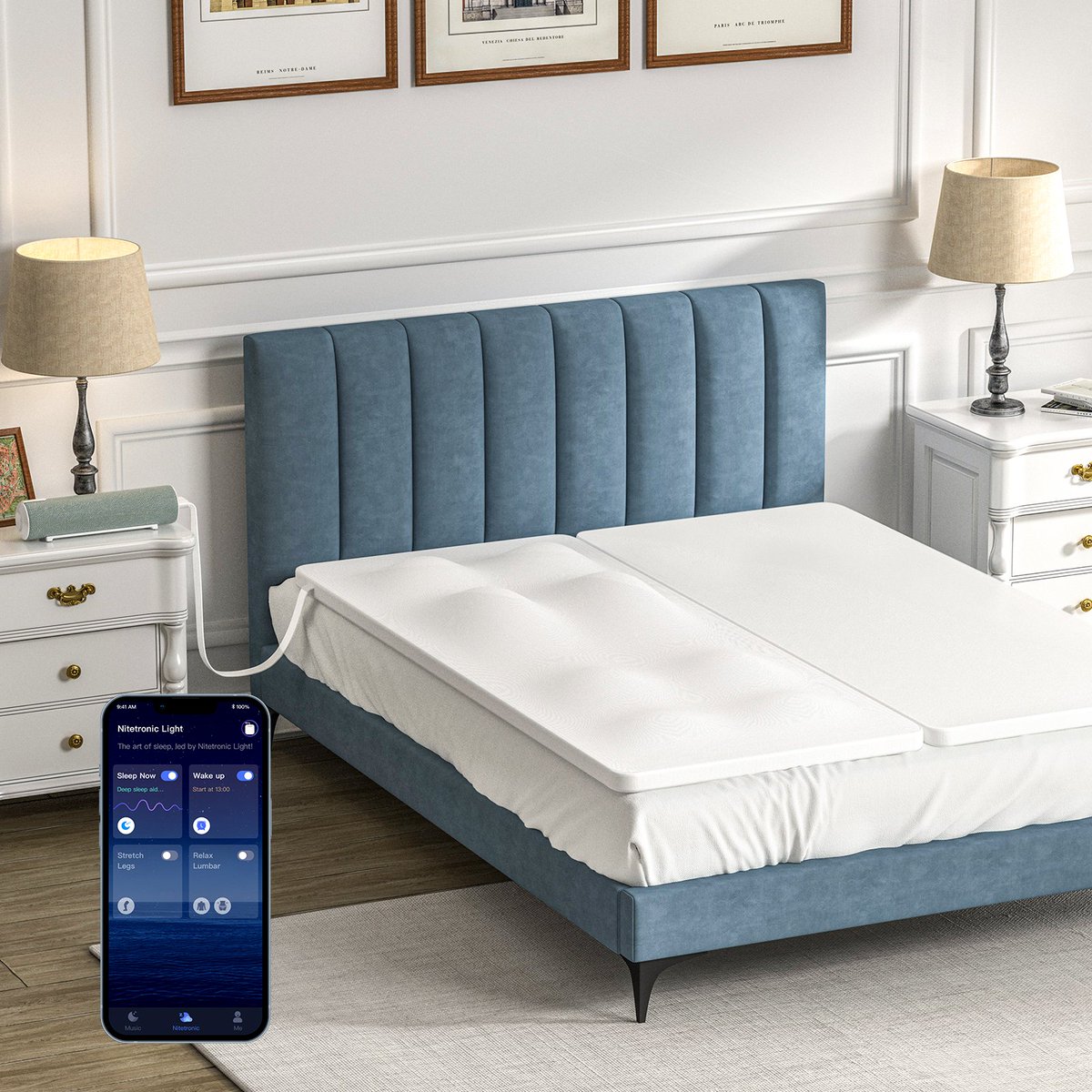 NitetronicSmart's tweet photo. Let the soothing waves of technology melt away your stress, right in the comfort of your own home〰️📱

🔘Massage lullaby
🔘Wake up
🔘Stretch legs
🔘Relax lumbar
which one would be your favorite feature?

#massagemattress #massage #smarthome #deepsleep #sleepaid #relaxing https://t.co/GE3Kf9yLse