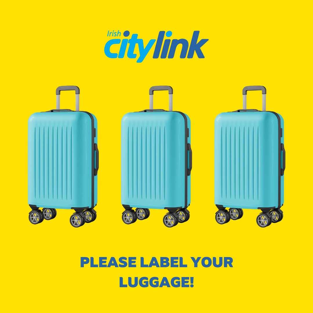 Travelling on our coaches? Don't forget to label your luggage to avoid mix-ups!🛍️ If you've recently lost something on our services, please visit citylink.ie/contact-us/