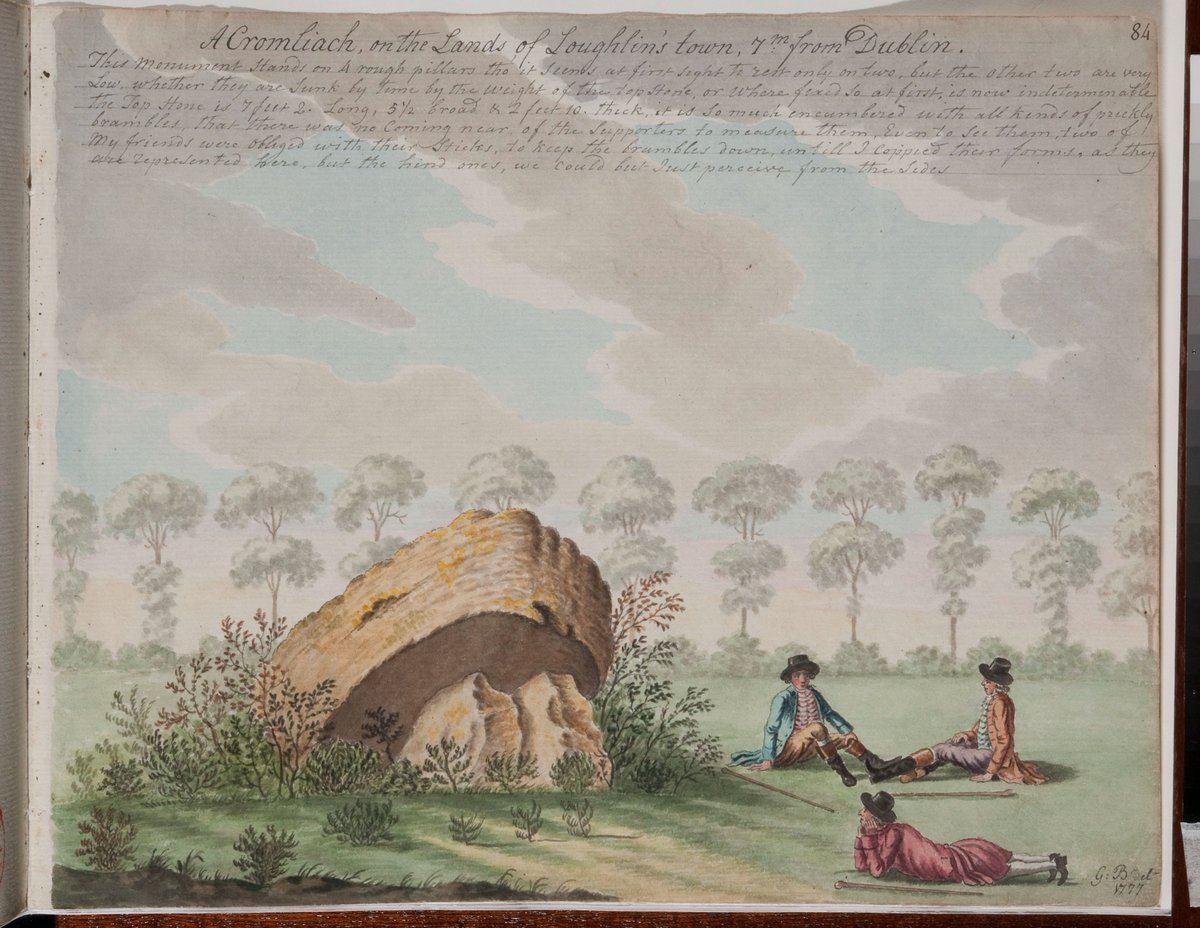This watercolour from 1777 depicts a cromlech at Loughlinstown, Co. Dublin. Discover more drawings depicting a world before photography by exploring the Gabriel Beranger #watercolours collection deposited in DRI by @Library_RIA doi.org/10.7486/DRI.m0… #InternationalDrawingDay