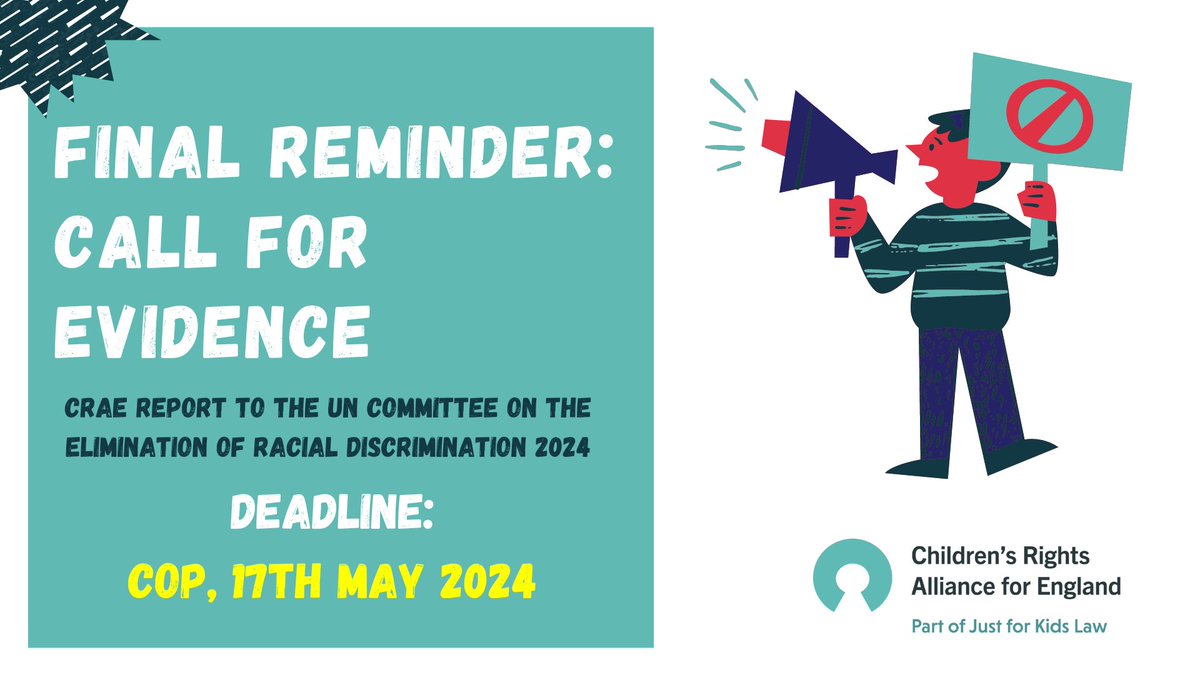 📣 Final Call! We're inviting input from stakeholders for our submission on the UK's compliance with the UN Convention on the Elimination of All Forms of Racial Discrimination. 🗓️ Submit your evidence by tomorrow, COP. Learn more ➡️ bit.ly/4bJ3Yp7