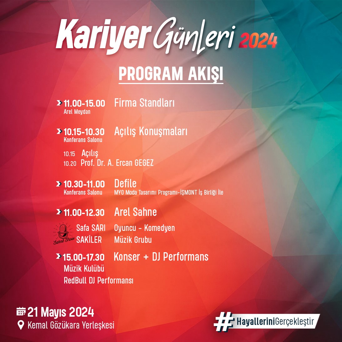 KariyerArel's tweet photo. 🌟 İşte yılın en büyük kampüs etkinliği Kariyer Günü Programı!🚀
Sektörün önde gelen isimleri ve yüzlerce firma ile buluşmaya hazır olun! Son iki yılın en büyük ve heyecan verici kampüs etkinliği, Kariyer Günü bu yıl da açık havada sizlerle! 
#HayalleriniGerçekleştir #ArelPro https://t.co/OZ5l4HQl78