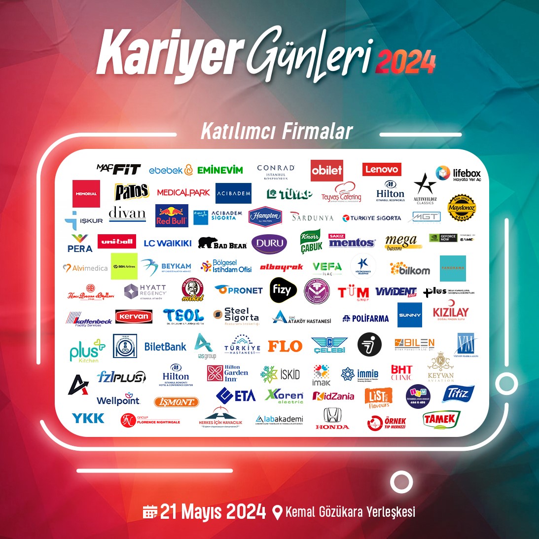 🌟 İşte yılın en büyük kampüs etkinliği Kariyer Günü Programı!🚀
Sektörün önde gelen isimleri ve yüzlerce firma ile buluşmaya hazır olun! Son iki yılın en büyük ve heyecan verici kampüs etkinliği, Kariyer Günü bu yıl da açık havada sizlerle! 
#HayalleriniGerçekleştir #ArelPro